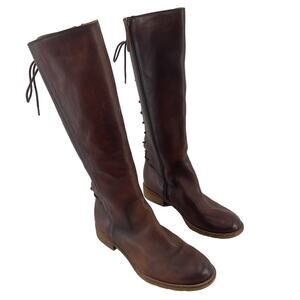Sofft Brown Leather Lace-Up Back Zip-Zip Riding Boots Women's Size 11 Preowned